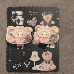 Cute Pink Bear Hair Clips